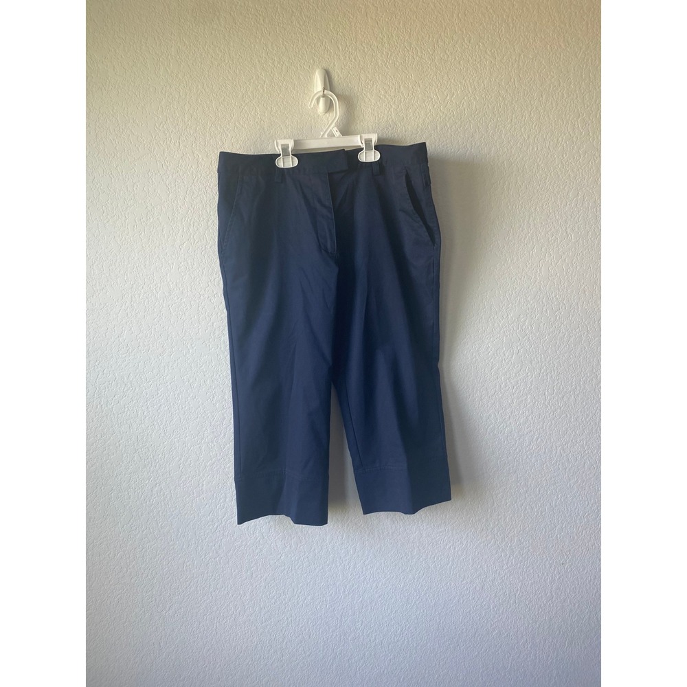 Adidas Women 3-Stripe Sporty Capri Pants Size 8 Navy Blue White